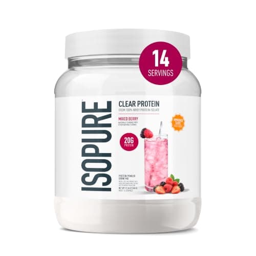 Isopure Clear Whey Isolate Protein Powder, Mixed Berry, 14 Serving