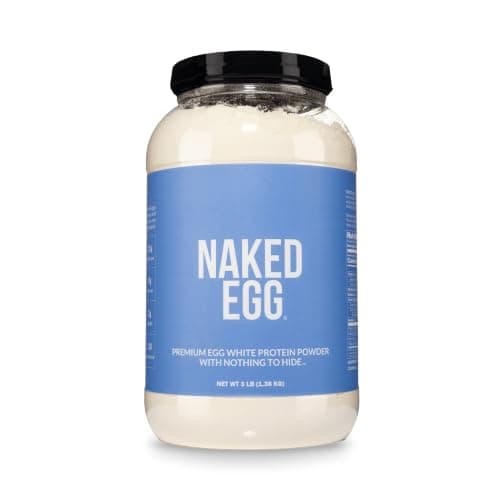 Naked 3LB Non-GMO Egg White Protein Supplement Powder, Unflavored, No Additives, Paleo, Dairy Free, Gluten Free, Soy Free – 25g Protein, 44 Servings, 3 pounds