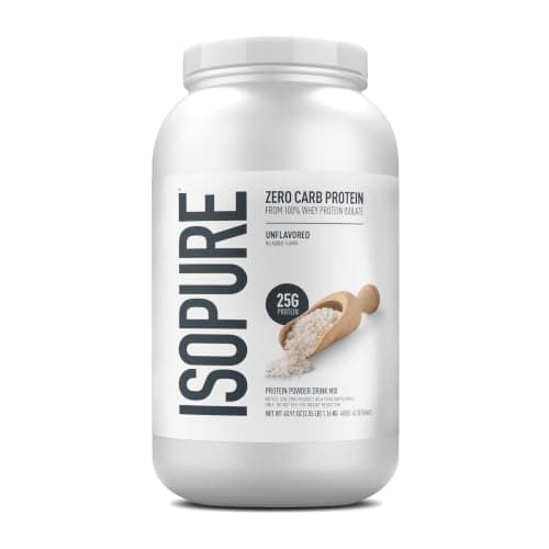 Isopure Zero Carb Protein Powder, 100% Whey Protein Isolate, Keto Friendly, Unflavored, 3 lbs (Packaging May Vary)