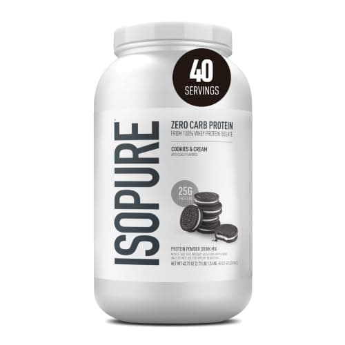 Isopure Zero Carb Whey Isolate Protein Powder, Cookies & Cream 3 LB