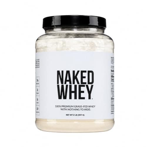 NAKED Whey 2LB 100% Grass Fed Whey Protein Powder - Only 1 Ingredient, Unflavored Whey Protein, NSF Certified, Undenatured, Gluten Free, Soy Free, No GMOs, No Preservatives