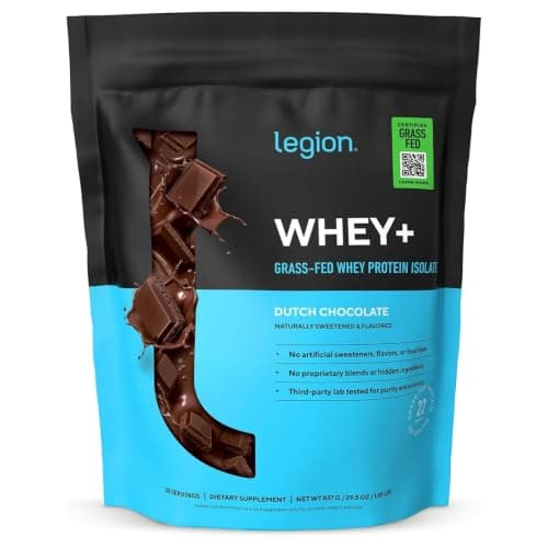 Legion Whey+ Protein Isolate Grass Fed, Chocolate, 30 Servings
