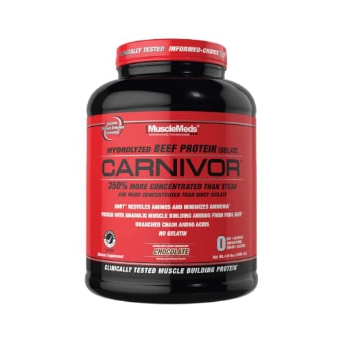 MuscleMeds CARNIVOR Beef Protein Isolate Powder, Muscle Building, Recovery, Lactose Free, Sugar Free, Fat, Free, 23g Protein, Halal Certified, Chocolate, 56 Servings