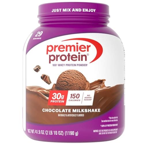 Premier Protein Protein Powder, 30g Protein, 1g Sugar, 100% Whey Protein, No Soy Ingredients, Gluten Free, Chocolate Milkshake, 29 Servings