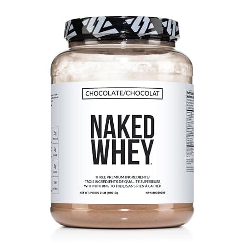NAKED Whey Chocolate Protein Powder - Only 3 Ingredients - Grass Fed Whey Protein Powder, Organic Chocolate and Organic Coconut Sugar, No GMO, No Soy, and Gluten Free - 24 Servings