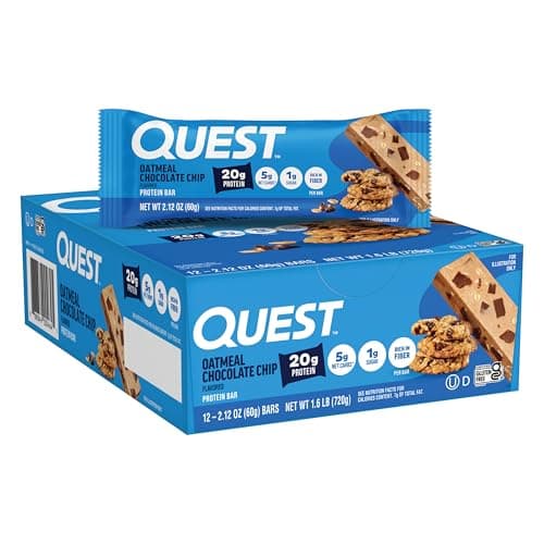 Quest Nutrition Oatmeal Chocolate Chip Protein Bars, 20g Protein, 12 Count