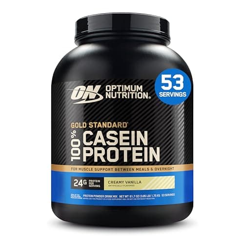 OPTIMUM NUTRITION GOLD STANDARD 100% Micellar Casein Protein Powder, Slow Digesting, Helps Keep You Full, Overnight Muscle Recovery, Creamy Vanilla, 1.81 kg
