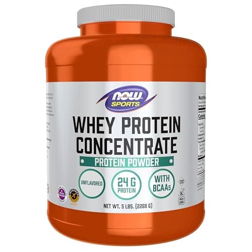 NOW Sports, Whey Protein Concentrate 24 g, Unflavored Powder, 5 lbs