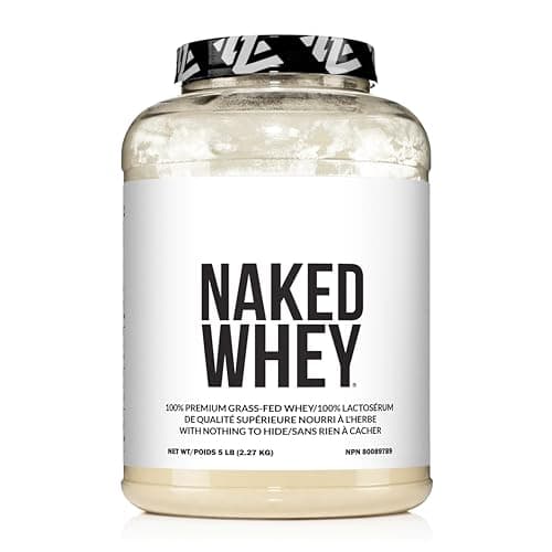 NAKED WHEY 5LB 100% Grass Fed Whey Protein Powder - 1 Undenatured, Bulk, Unflavored - GMO, Soy, and Gluten Free - No Preservatives - Stimulate Muscle Growth - Enhance Recovery - 76 Servings