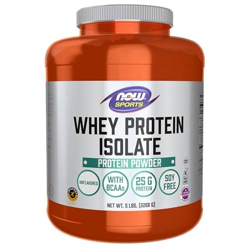 NOW Sports, Whey Protein Isolate 24 g With BCAAs, Unflavored Powder, 5 lbs