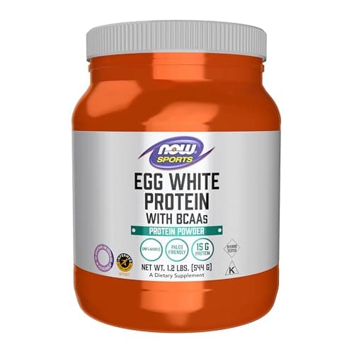 NOW Sports, Egg White Protein, 15g With BCAAs, Unflavored Powder, 1.2 lbs