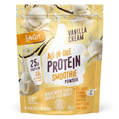 FlavCity All-in-One Protein Smoothie Powder, Vanilla, 20 Servings