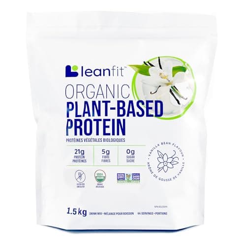 LEANFIT ORGANIC PLANT-BASED PROTEIN, Natural Vanilla - Vegan, Soy Free, Gluten Free, Dairy Free, Sugar Free - 21g Protein, 44 Servings, 1.5kg Bag