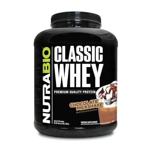 NutraBio Classic Whey Protein Powder- Full-Spectrum Amino Acid Profile - No Fillers, Artificial Colors, Preservatives - Low Glycemic Index - Chocolate Milkshake, 5 Pounds