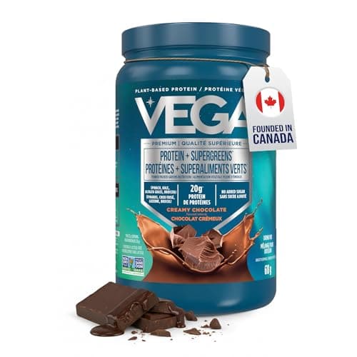 Vega Protein + Supergreens Vegan Plant Based Protein Powder – 20g Organic Pea Protein, Dairy-free, Healthy Breakfast Shake – Chocolate, 19 Servings, 618 grams (Pack of 1)