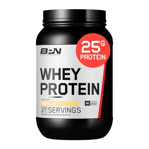 BARE PERFORMANCE NUTRITION, BPN Whey Protein + Casein Protein Powder Blend, Vanilla, 25g Protein per Serving Supports Lean Muscle Recovery, 27 Servings, Third Party Tested