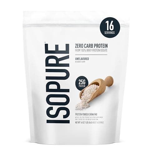 Isopure Zero Carb Whey Isolate Protein Powder, Unflavored 1 LB