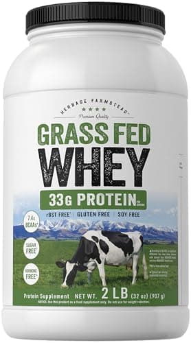 Carlyle Grass Fed Whey Protein Powder | 2lb | 33g of Protein Per Serving | Unflavored | Sugar and Hormone Free | Non-GMO and Gluten Free Supplement | By Herbage Farmstead