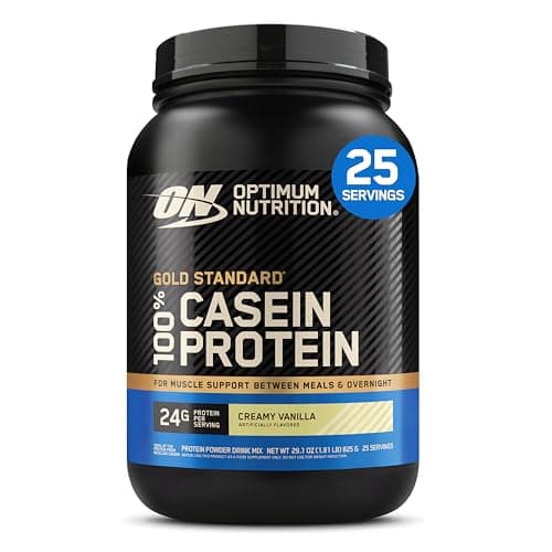 OPTIMUM NUTRITION GOLD STANDARD 100% Micellar Casein Protein Powder, Slow Digesting, Helps Keep You Full, Overnight Muscle Recovery, Creamy Vanilla, 0.91 kg