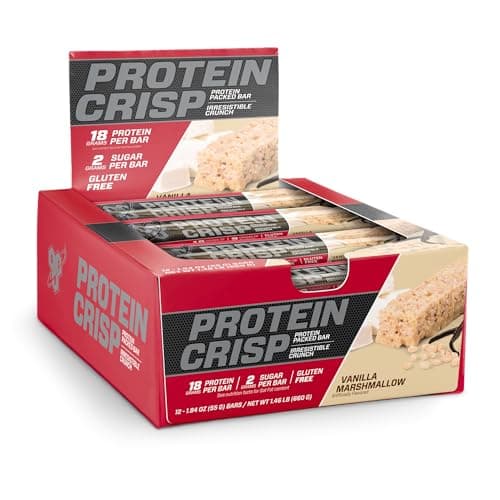 BSN Protein Crisp Bar, 18g Protein, Gluten Free, Vanilla, 12 Count
