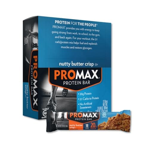 Promax Protein Bar, Nutty Butter Crisp, 20g High Protein, Gluten Free, 12 Count