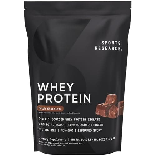 Sports Research® Whey Protein Isolate Powder Dutch Chocolate, 5.42lb Bag