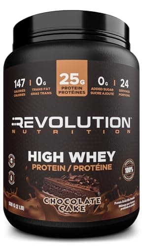 Revolution Nutrition, High Whey, Protein Powder, Whey Isolate, Superior Formula, Gluten Free, Lean Muscle Mass For Men & Women, 25g of Protein Per Scoop, 908 g, 24 Servings (Chocolate Cake, 2 Pound)