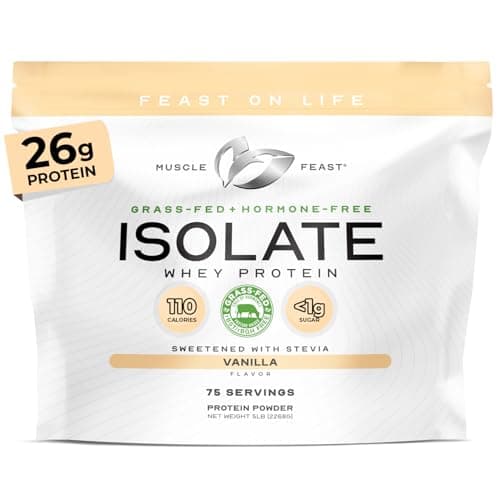 Muscle Feast Grass-Fed Whey Protein Isolate Powder, Vanilla (5lb)