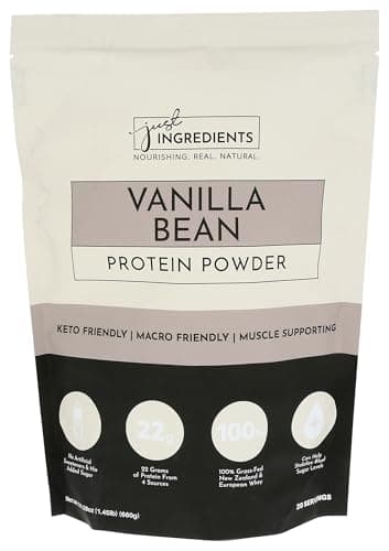 JUST INGREDIENTS Vanilla Protein Powder - Grass-Fed Whey - 20 Servings