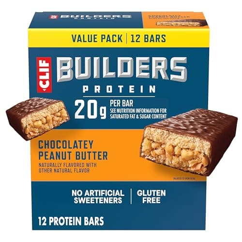 CLIF BUILDERS Protein Bars, Chocolatey Peanut Butter, Gluten Free, 12 ct