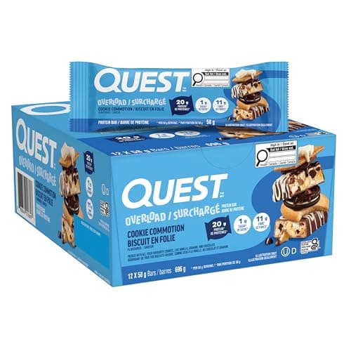Quest Nutrition Overload Protein Bar, Cookie Commotion Flavour, Protein Bars, Gluten Free, 12ct