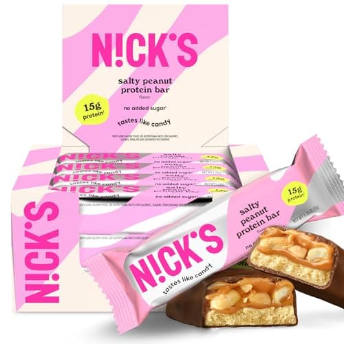 N!CK'S Protein Bars Salty Peanut Chocolate, 12-Count Box (Each 50g)