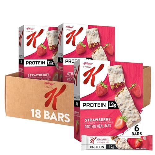 Special K Bar Protein Meal Bars, 12g Protein Snacks, Meal Replacement, Strawberry (3 Boxes, 18 Bars)