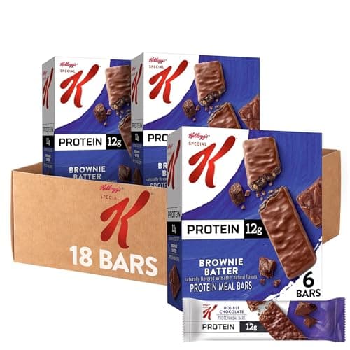 Special K Bar Protein Meal Bars, 12g Protein Snacks, Meal Replacement, Brownie Batter (3 Boxes, 18 Bars)