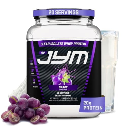 Iso JYM Clear Whey Protein Isolate Powder, Grape - Zero Fat & Sugar, 1.1 lb