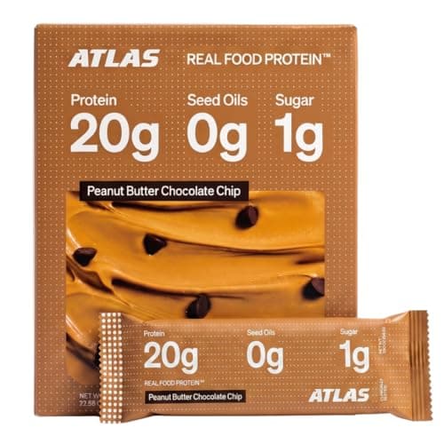 Atlas Real Food Protein Bars, 20g Protein + 11g Fiber, PB Chocolate Chip