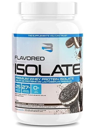 Believe Flavored Isolate – Premium Whey Protein Isolate for Muscle Growth & Strength – 27g Protein per Serving – Cookies & Cream Flavor 25 Servings | 775g