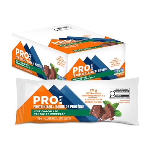 PROBAR Protein Bar, Non-GMO, Gluten-Free, Healthy Snack, Plant-Based Whole Food Ingredients, Mint Chocolate, 12 Count (70g)