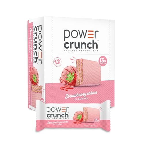 Power Crunch Strawberry Protein Bars, Strawberry Cream, 12 Ct, 1.4 oz each