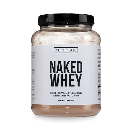 NAKED Whey Chocolate Protein Powder - Only 3 Ingredients - Grass Fed Whey Protein Powder, Organic Chocolate and Organic Coconut Sugar, NSF Certified, No GMO, No Soy, and Gluten Free - 24 Servings