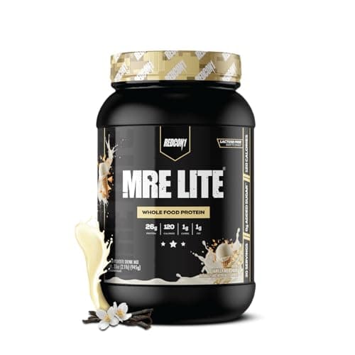 REDCON1 MRE Lite Meal Replacement Powder, Vanilla Milkshake - Animal Based Whole Food Protein Blend with MCT Oil + Pea Protein - Keto Friendly, Low Carb & Whey Free Protein Supplement (1.92 lbs)