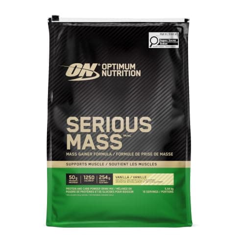 Optimum Nutrition Serious Mass Weight Gainer Protein Powder, Vanilla, 12LB