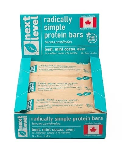 Next Level Radically Simple Protein Bar – Mint Cocoa | Plant-Based, Vegan, Paleo Diet, Made in Canada | 54g, Pack of 12