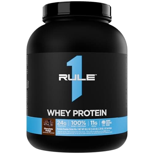 Rule 1 Whey Blend – Multi-Source Whey Protein for Performance & Recovery – Chocolate Fudge Flavor, 5.02 lb (65 Servings)