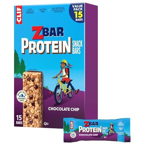 CLIF KID ZBAR, Protein Granola Bars, Chocolate Chip, Gluten Free Bars, (15 Count of 1.27 oz Bars) 19.05 oz