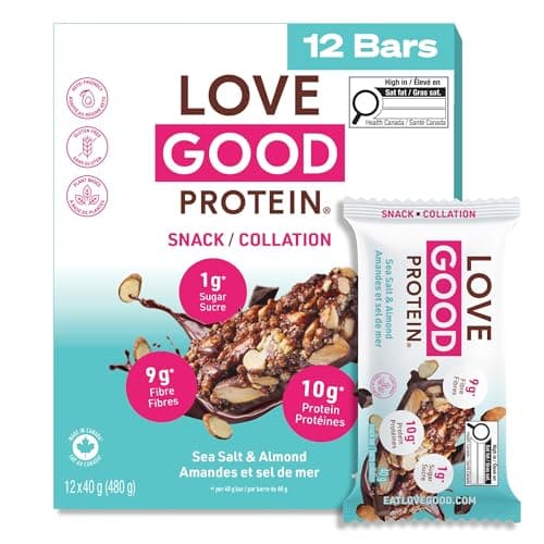 LOVE GOOD Protein Snack Nut, Sea Salt & Almond Bars, 12 Ct